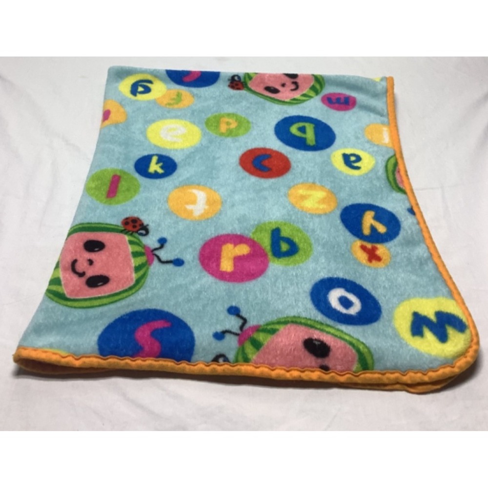 CoComelon Plush Toddler Blanket 40"x50" Moonbug 2022 cotton blue alphabet